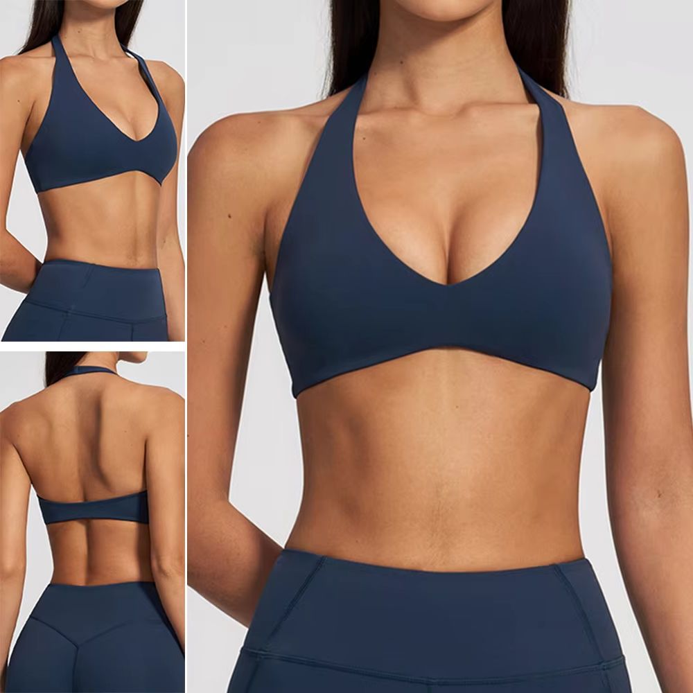 Yoga Fitness Logo Design - Reggiseno Sportivo da Donna Imbottito con
