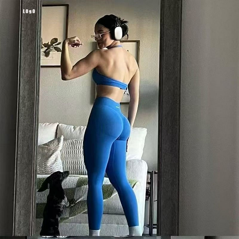 Yoga Fitness Logo Design - Leggings Sportivi Senza Cuciture da Donna