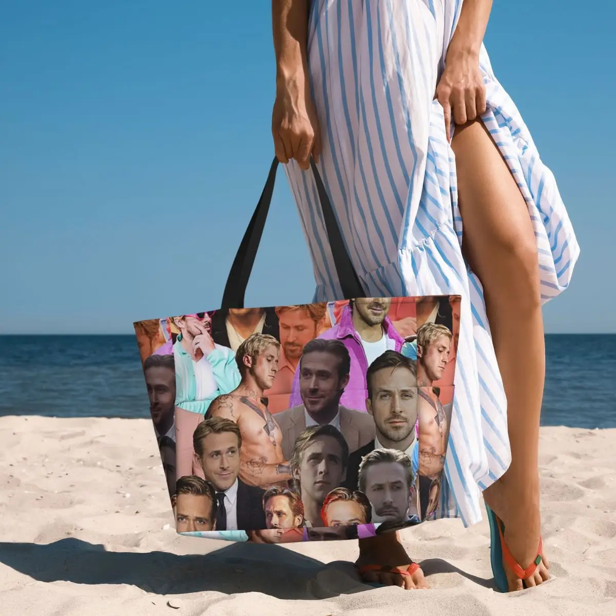 Yoga Fitness Gym Photos - Borsa tote da spiaggia con collage