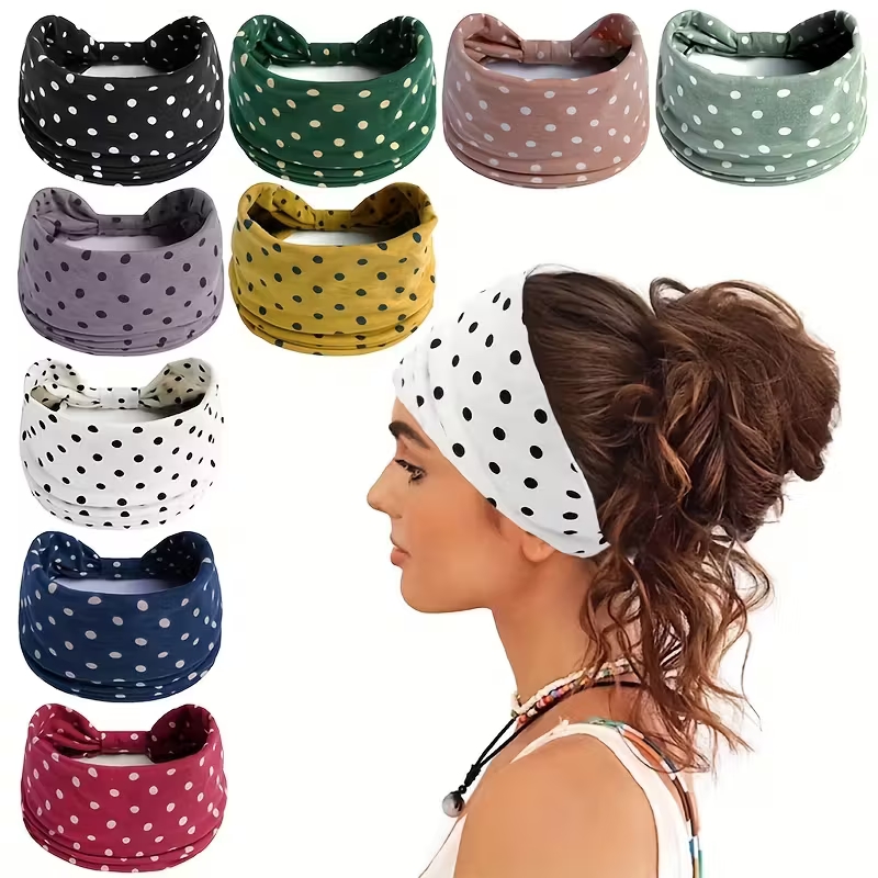 Yoga Fitness Band - Fasce per capelli annodate a pois