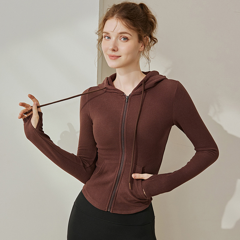 Yoga Fitness Hoodie - Felpa con cappuccio con cerniera a