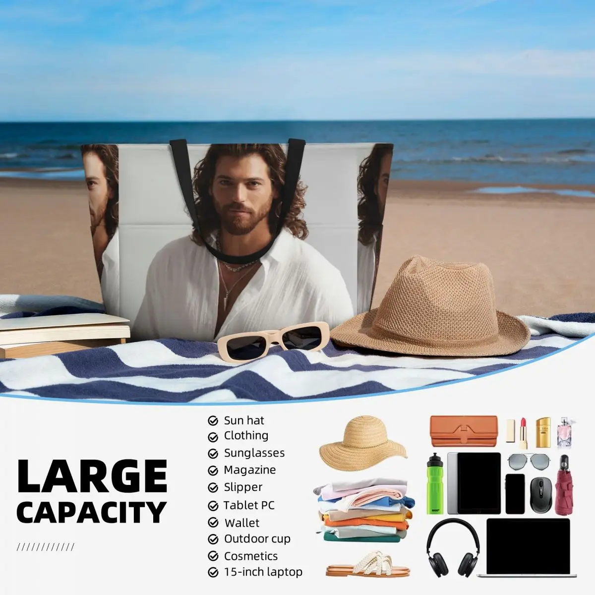 Borsa tote da spiaggia con fot - Yoga Fitness Gym Photos recensione e prezzo