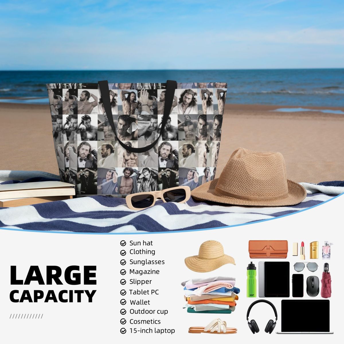Borsa tote da spiaggia con fot - Yoga Fitness Gym Photos recensione e prezzo